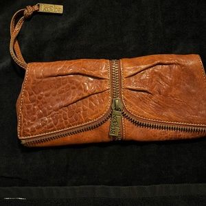 Kooba distressed leather clutch with wristlet. Beautiful color